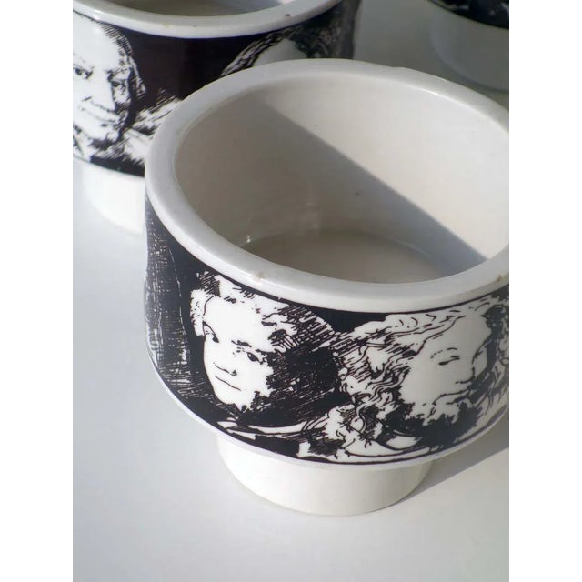 Black and White Ceramic Bowls by Pietro Annigoni for Porcellane Eva Sud, 1960s, Set of 10 For Sale - Image 4 of 8