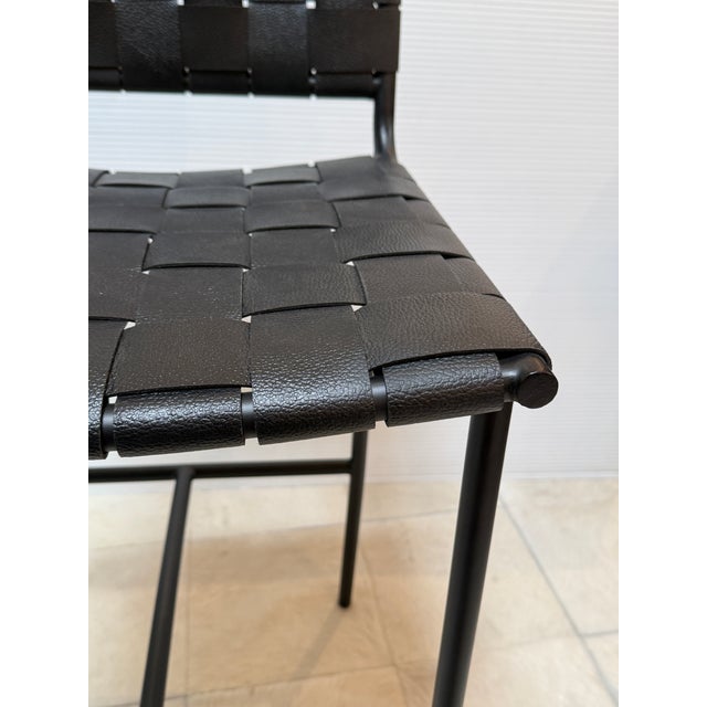 Mermelada Estudio for Cb2 Woven Leather Counter Stools, Pair For Sale In San Francisco - Image 6 of 12