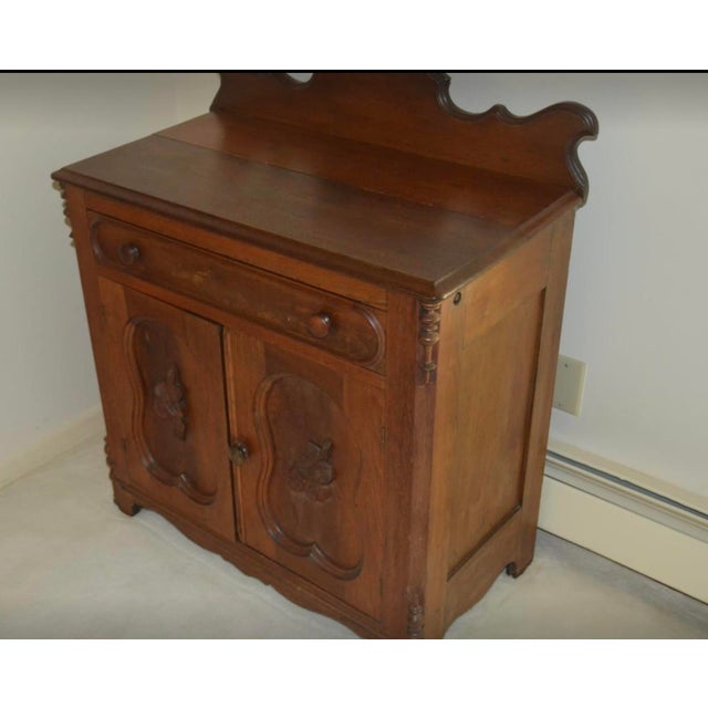 Antique Walnut Restored Washstand / Vanity / Curved Fruit / Casters/ Circa 1870 For Sale - Image 11 of 12