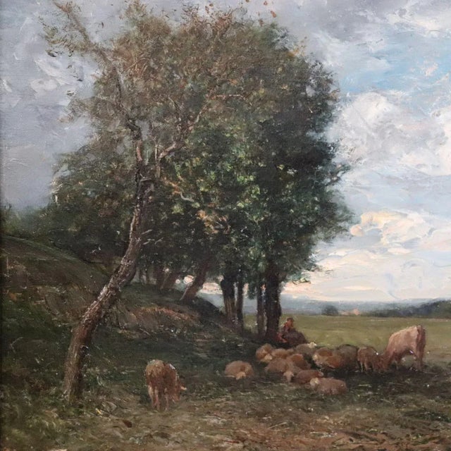 V. Bussolino, Landscape with Flock, Oil Painting on Board, 19th Century, Framed For Sale - Image 11 of 13