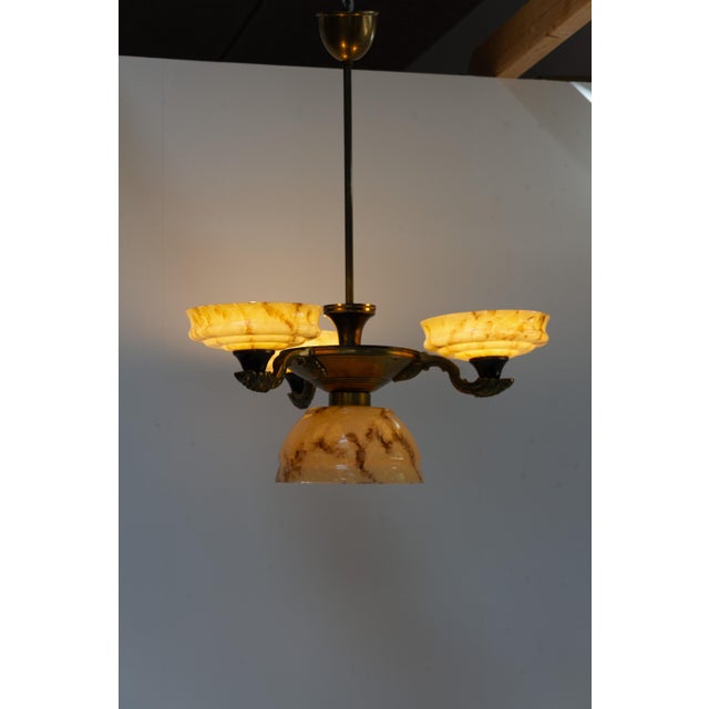 Art Nouveau Danish Chandelier with Marbled Opaline Shades, 1920s For Sale - Image 10 of 18
