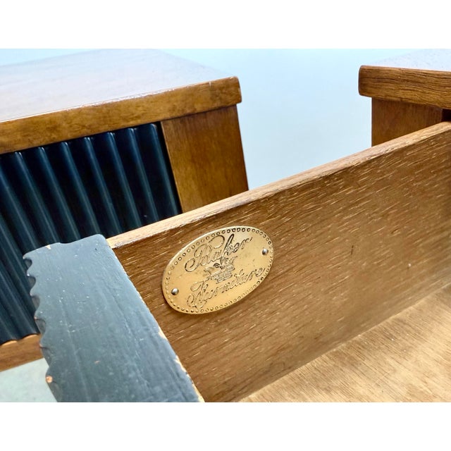 Mid 20th Century Baker Furniture Regency Burlwood Top Side Tables / Nightstands For Sale In New York - Image 6 of 12