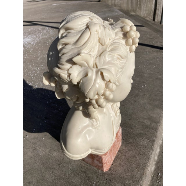 Stone Bust of 19th Century French Woman on Cube Marble Mount After Grinam Niam Paris For Sale - Image 7 of 13
