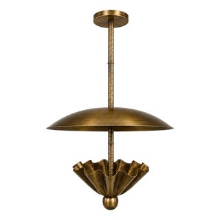 Vintage Brass Ceiling Flush Mount Light, Handmade Scalloped Flower Petal Ceiling Fixture, Antique Brass Light for Bedroom Hallway Kitchen 18x30 For Sale