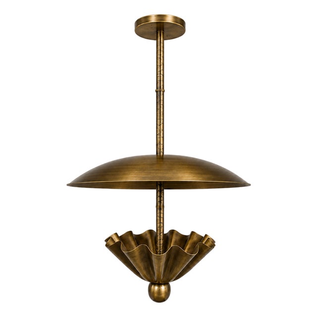 Vintage Brass Ceiling Flush Mount Light, Handmade Scalloped Flower Petal Ceiling Fixture, Antique Brass Light for Bedroom Hallway Kitchen 18x30 For Sale