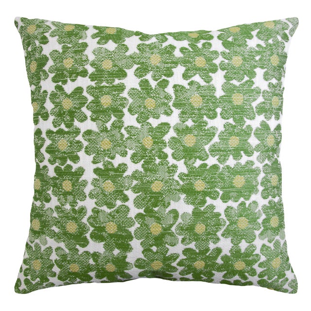 Contemporary Kevin O'Brien Daisy Avocado 18" Performance Pillow For Sale - Image 3 of 3