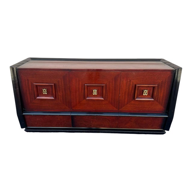 1950s Modernist Italian James Mont Nine Drawer Dresser For Sale