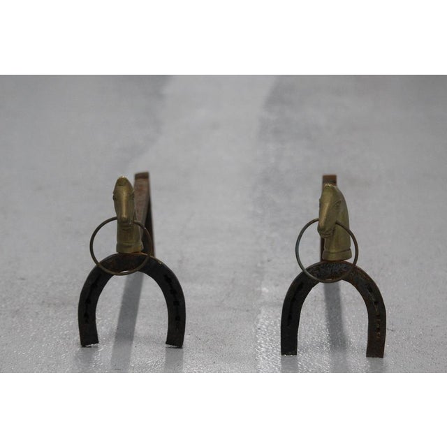 Gold Horse Decor Fireplace Andirons, 1950s, Set of 2 For Sale - Image 11 of 18