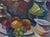 Antique Still Life Oil Painting: Flowers and Food by Ukrainian Artist 46-64 For Sale - Image 4 of 6