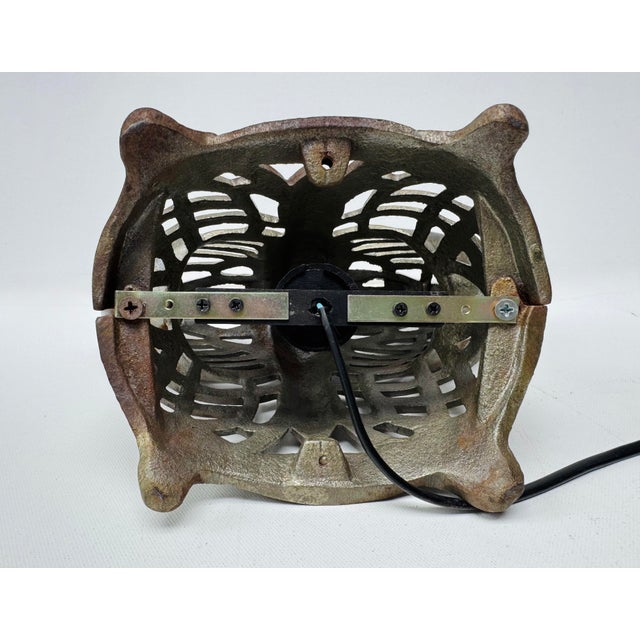 Vintage Cast Iron Butterfly Table Lamp Openwork Accent Light Shadow Casting For Sale - Image 10 of 12