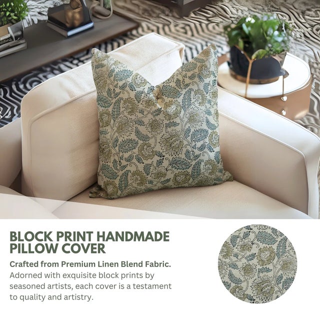 Grace your home with the serene beauty of the Fabdivine "Mandakini" Pillow Cover, thoughtfully handcrafted using...