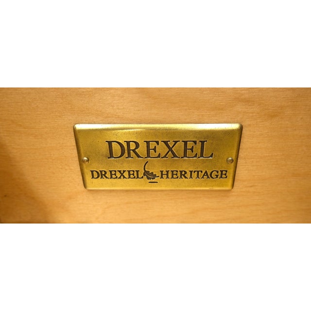 Drexel Light American Walnut Inlayed Top Console Entry Stand Side Table Dresser For Sale - Image 10 of 18