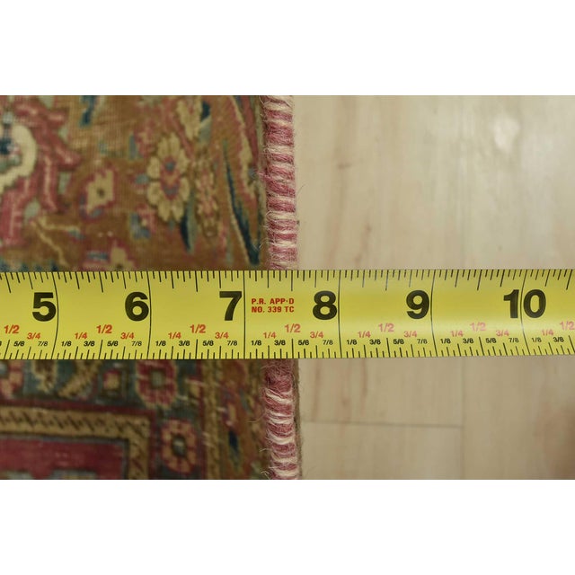 Tabriz Rug 9’1” X 12’4” Red Wool Vintage Distressed Hand-Knotted Carpet For Sale - Image 13 of 15