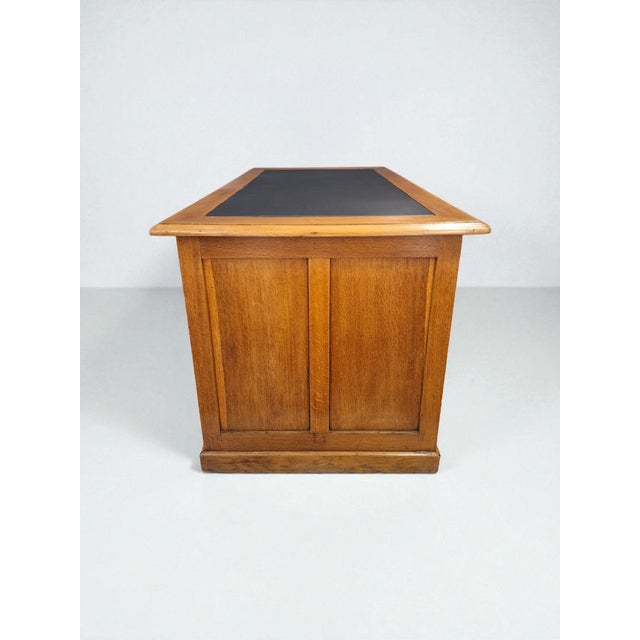 Mid-Century Modern Italian Oak Executive Desk with Leather Top, 1940s For Sale - Image 3 of 14