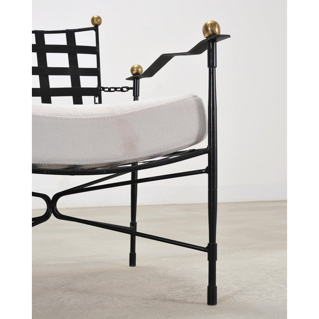 Pair of Mario Papperzini Amalfi Iron Lounge Chairs and Ottomans For Sale - Image 15 of 18