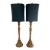 Vintage Hollywood Regency Tassel Black Shade Slim Buffet Lamps - A Pair For Sale