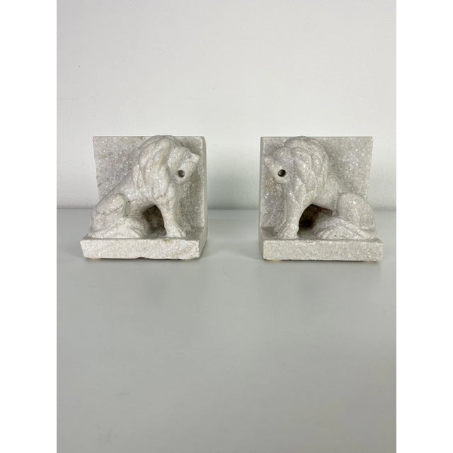 Mid-Century Italian Marble Lion Bookends, 1950s, Set of 2 For Sale - Image 11 of 12
