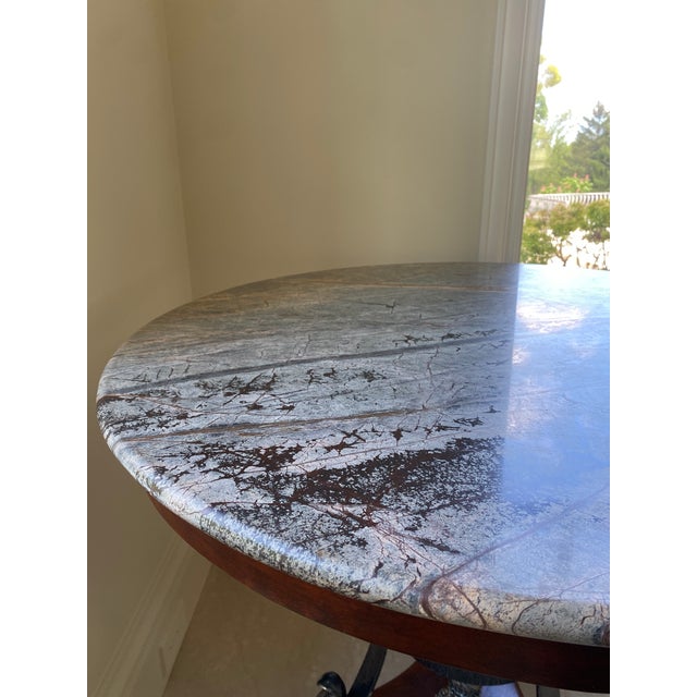 Metal Round Granite Table For Sale - Image 7 of 13