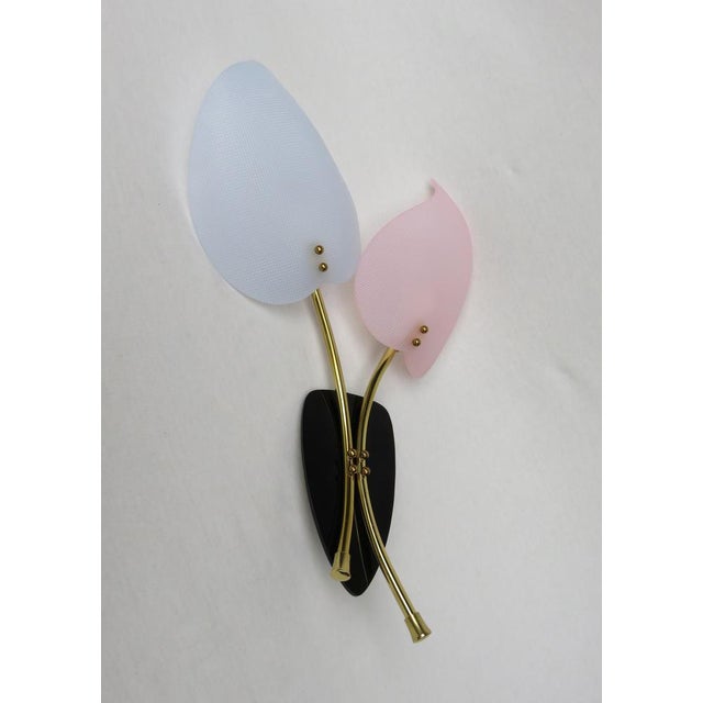 Floral Wall Lights in Acrylic Glass & Brass from Geru Lights, 1950s, Set of 2 For Sale - Image 4 of 18