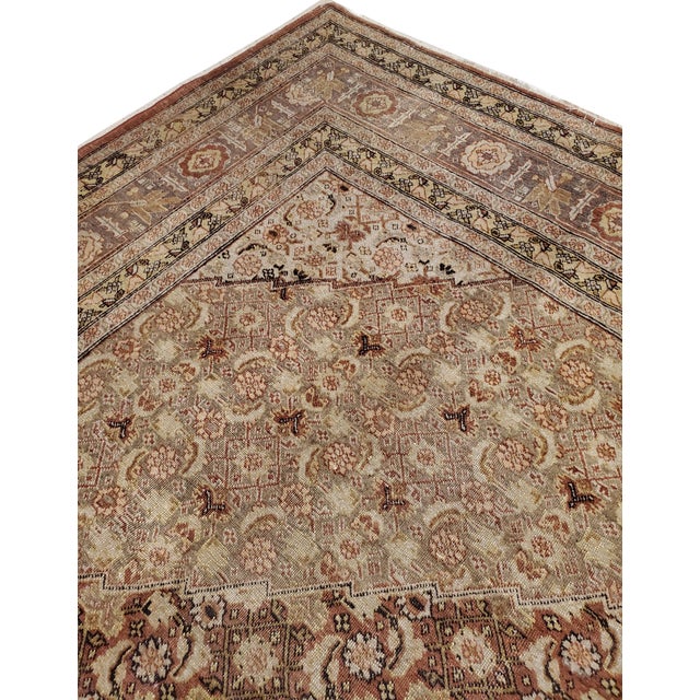 Antique Tabriz Carpet, Handmade Persian Rug in Masculine Gold, Brown and Taupe For Sale - Image 13 of 17