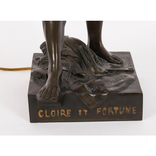 Large Antique French of Gloire et Fortune Lamp Bronze, 1890s For Sale - Image 16 of 18