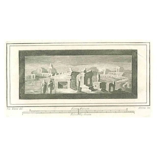 Fernando Strina, Roman Temple Fresco, Etching, 18th Century For Sale