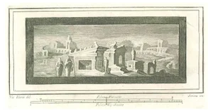 Fernando Strina, Roman Temple Fresco, Etching, 18th Century