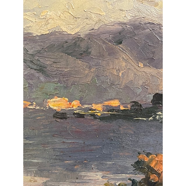 Moretti, Lake Landscape, 20th Century, Oil on Panel, in Very Good conditions. Designed before 1890