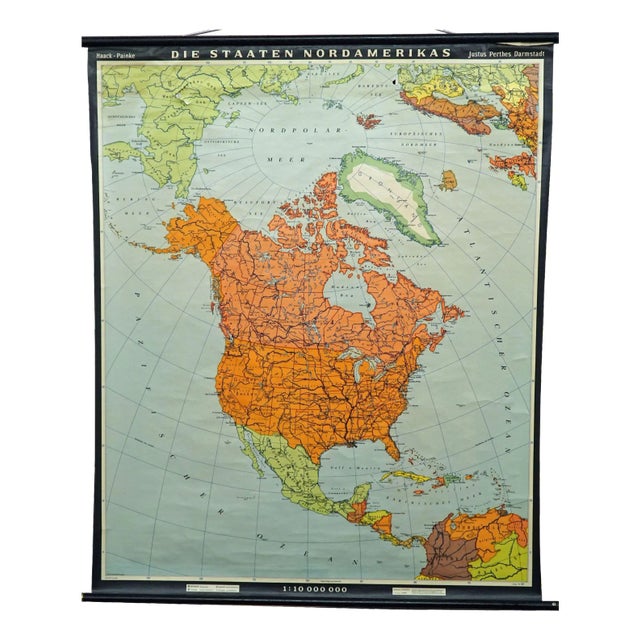 Vintage Countries of North America Mural Poster, 1970s For Sale