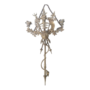C1840 Large French Louis XIV Heraldic Gilt Bronze Castle Wall Sconce