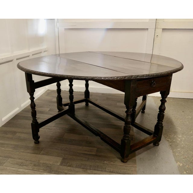 Large 18th Century Oak Gate Leg Dining Table, 1760s For Sale - Image 3 of 10
