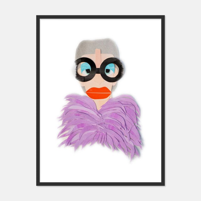 Melvin G. Iris with Purple Feathers by Melvin G in Black Framed Paper, Medium Art Print For Sale - Image 4 of 4