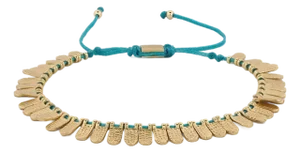 Fish Scale Turquoise & Gold Cord Bracelet