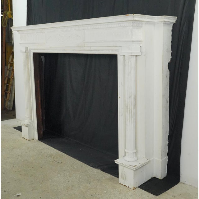 Traditional Antique Federal White Wooden Fireplace Mantel For Sale - Image 3 of 13