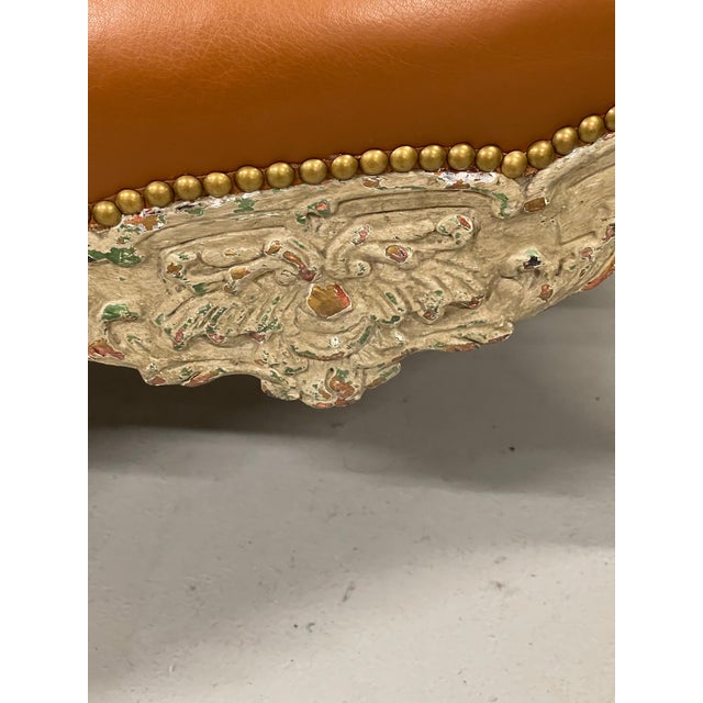 19th Century Pair of Louis XV Bergere Chairs Upholstered in Beige Leather For Sale - Image 17 of 18