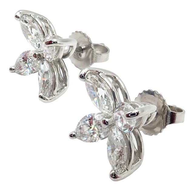 Tiffany & Co. Platinum Victoria Marquise Cut Diamond Large Earrings Details: Metal: Platinum Measurements: 10.5mm x 10.5mm...