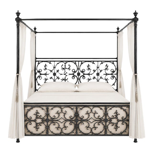 Tuscan Style Iron Canopy Queen Bed For Sale