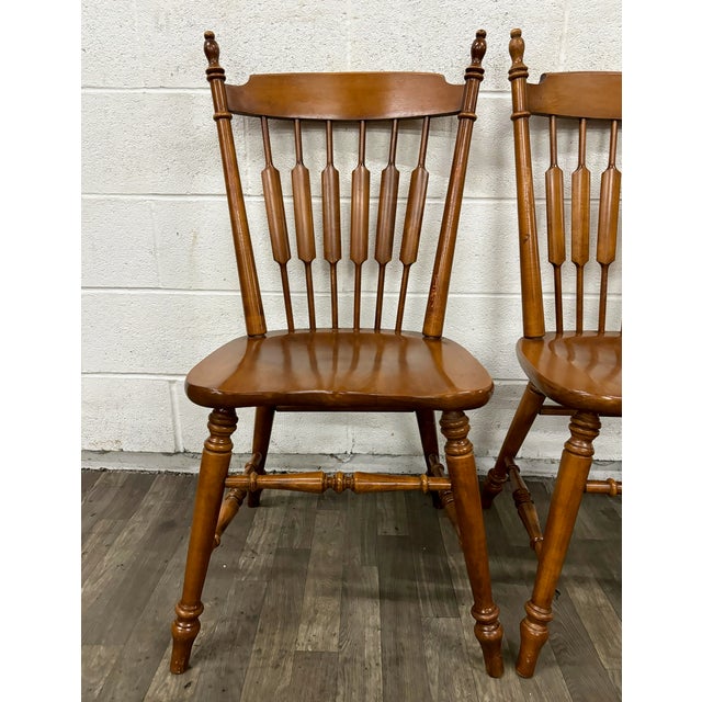 Vintage Tell City Hard Rock Maple Cattail Arrow Back Dining Chairs