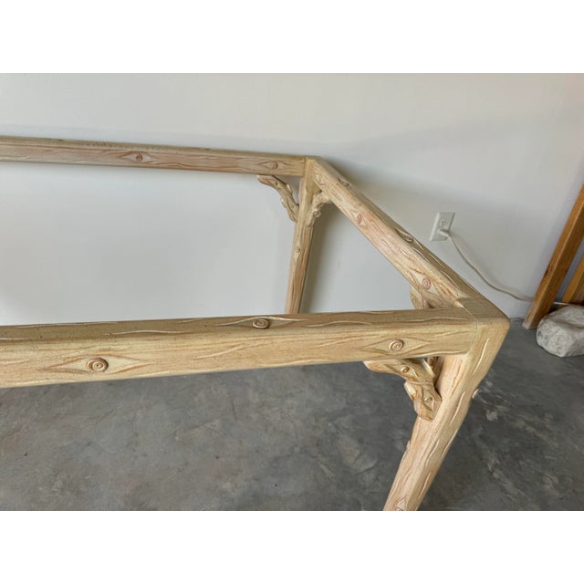 Hollywood Regency Carved Faux Bois Cerused Rectangular Dining Table Base For Sale In Miami - Image 6 of 12