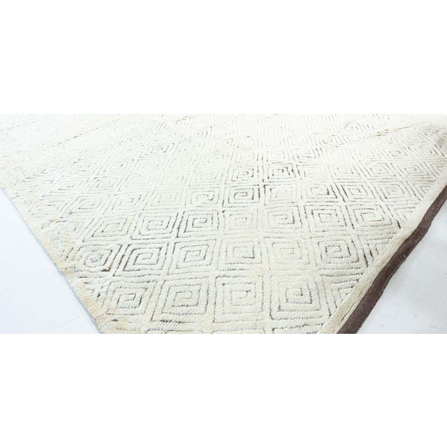 Off-white High-quality Extra Large High-Low Lattice Wool Rug by Doris Leslie Blau For Sale - Image 8 of 10