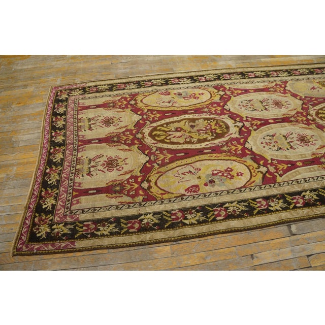 Ruby Red Remarkable Red-Ruby Background Color With Black Border and Medallion/Crest Design Antique Caucasian Karabagh Rug For Sale - Image 8 of 12