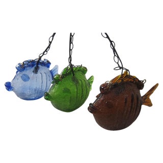 Blenko Glass Pendant Lights - Set of 3 For Sale