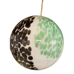 Contemporary Green and Black Murrine Sphere in Murano Glass