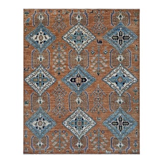 Cinnamon & Sky Blue Tribal Qashqai Rug - 8' X 9'8" For Sale