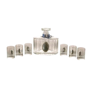 Liqueur Set with Crystal Bottle and Glasses in Silver Plating by Pierre Cardin, France, 1990s
