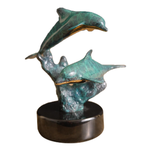 Christian Riese Lassen Signed & Numbered Bronze Dolphin Sculpture – 153/300", 1993