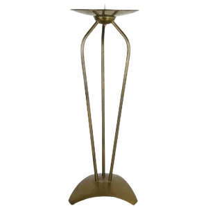 Modernist Sculptural Brutalist Floor Brass Candleholder, Germany, 1950s