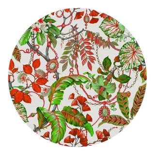 Nicolette Mayer Plumeria Red 16" Round Pebble Placemats, Set of 4 For Sale