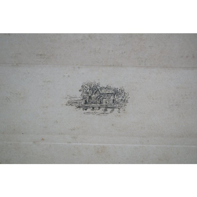 Antique Hc Rost Forked River Landscape Riverscape Cottage Etching 30" For Sale - Image 10 of 13