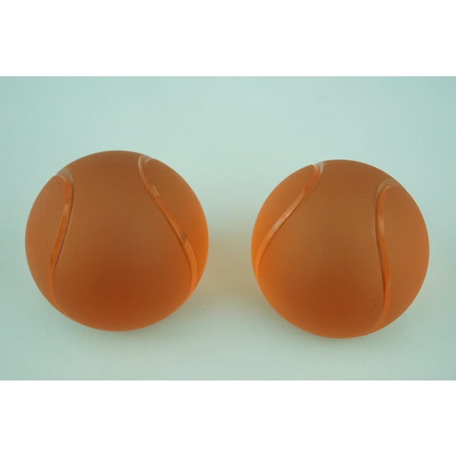 Orange Sandblasted Murano Glass Tennis Balls Paperweights from La Murrina, Italy, 1970s, Set of 2 For Sale - Image 6 of 18